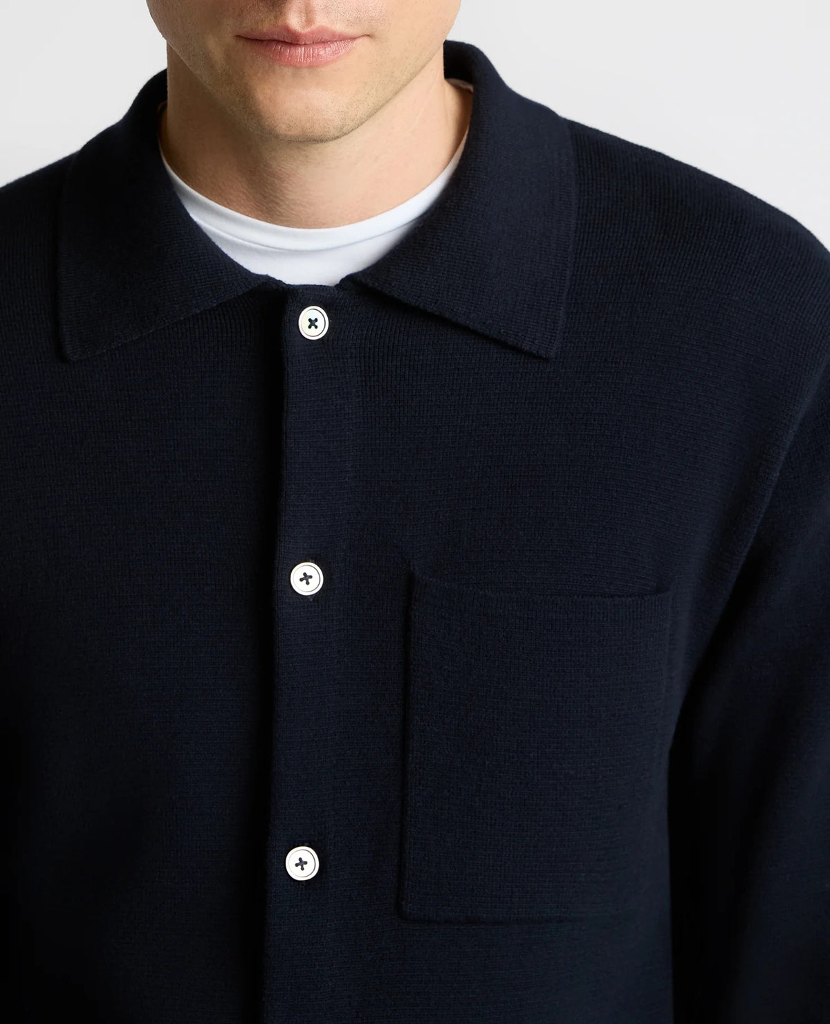 Remus Uomo Stone Button Up Cotton Cardigan (Navy)