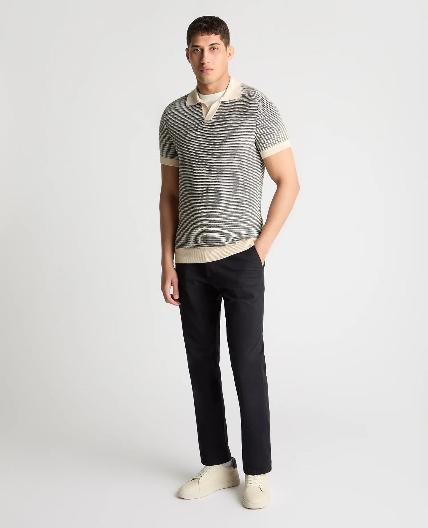Remus Uomo Stripe Knit V-Neck Polo