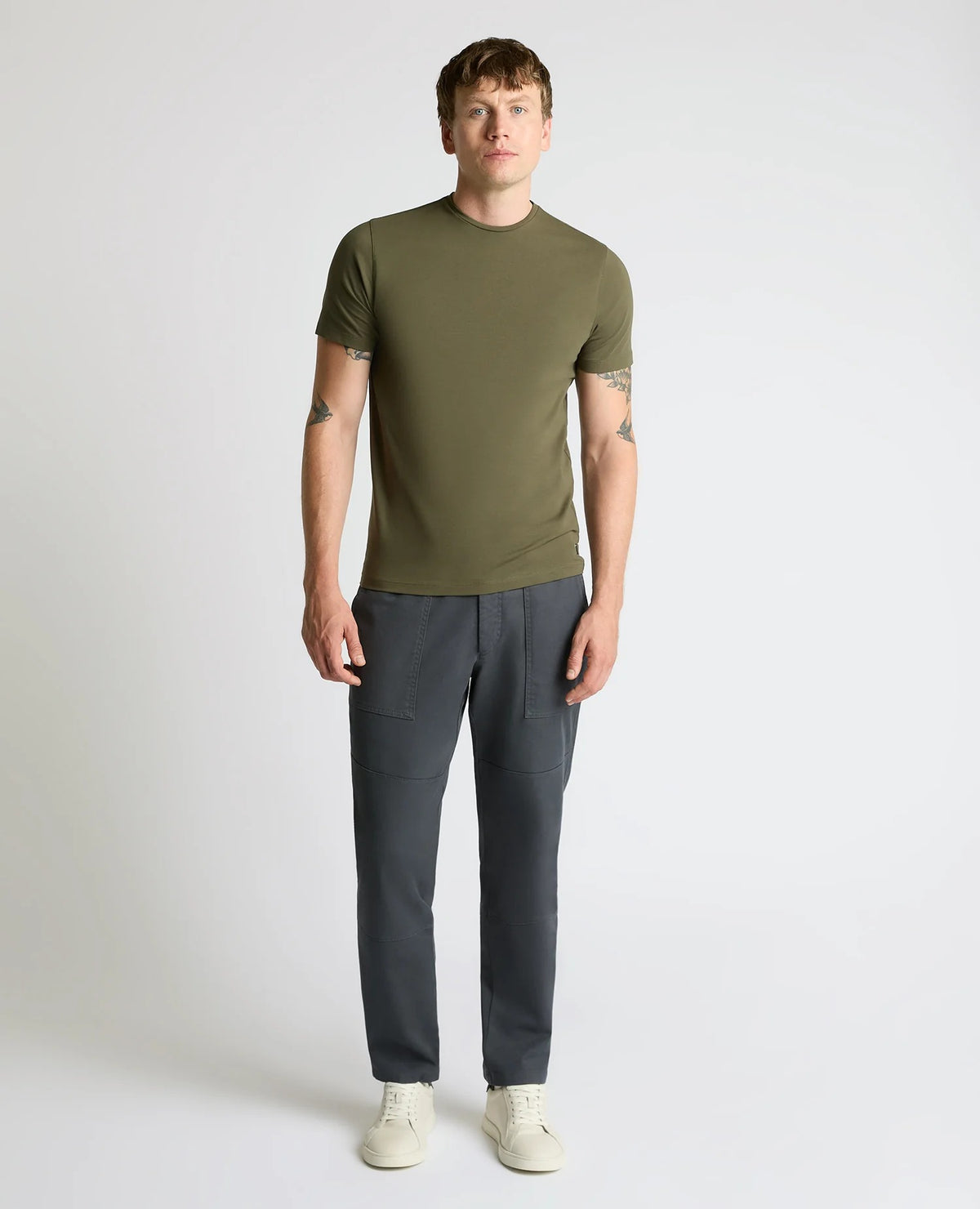 Remus Uomo Dark Green Plain Stretch T-Shirt