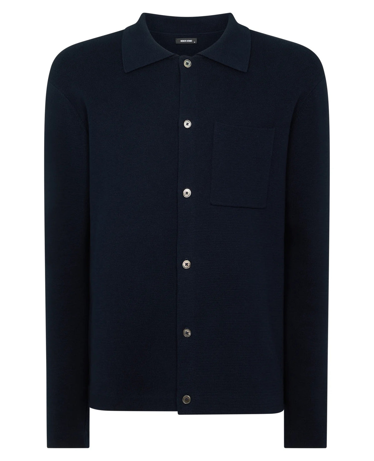 Remus Uomo Stone Button Up Cotton Cardigan (Navy)