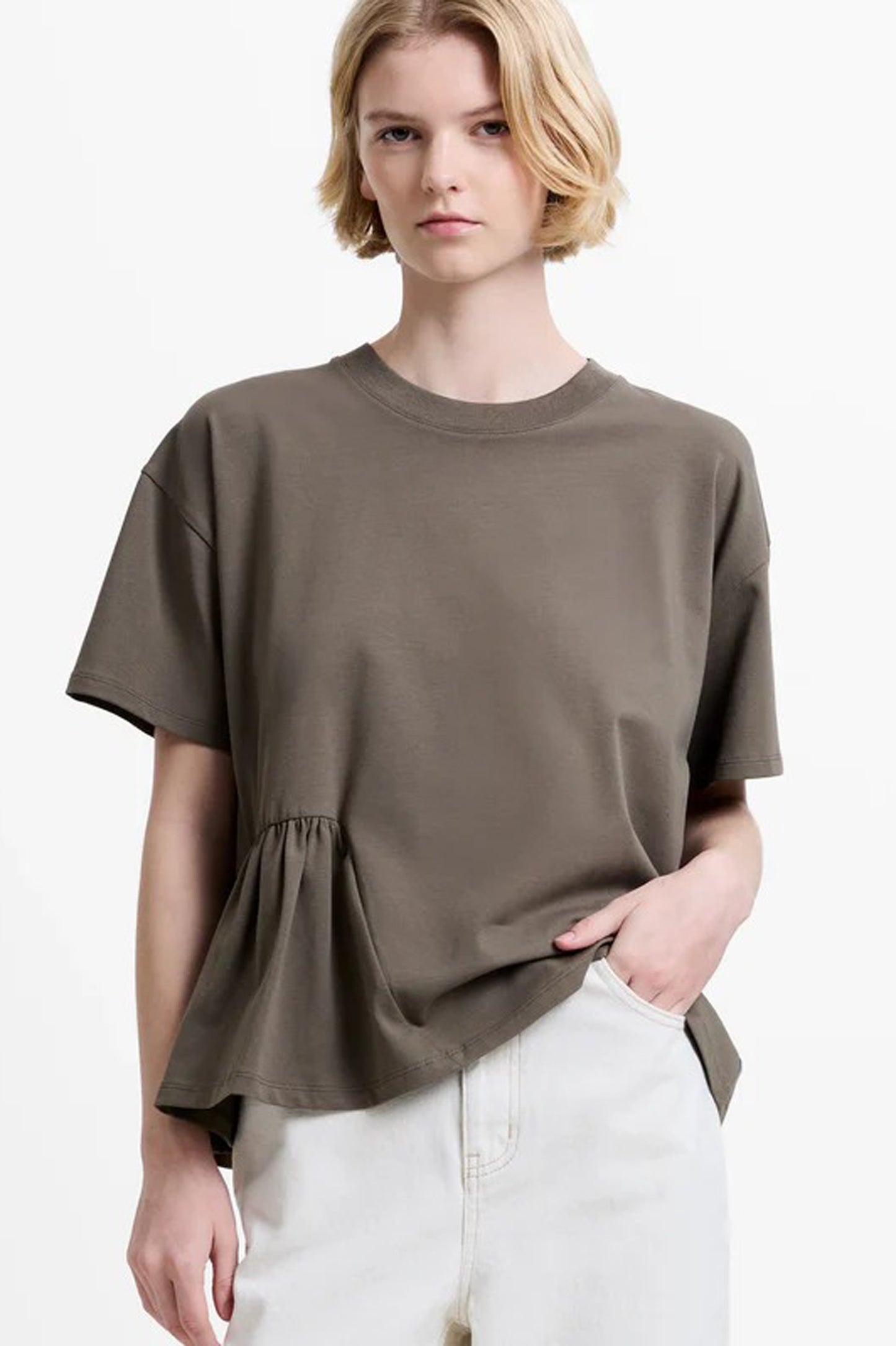 French Connection Rallie Asymmetric Peplum T-Shirt