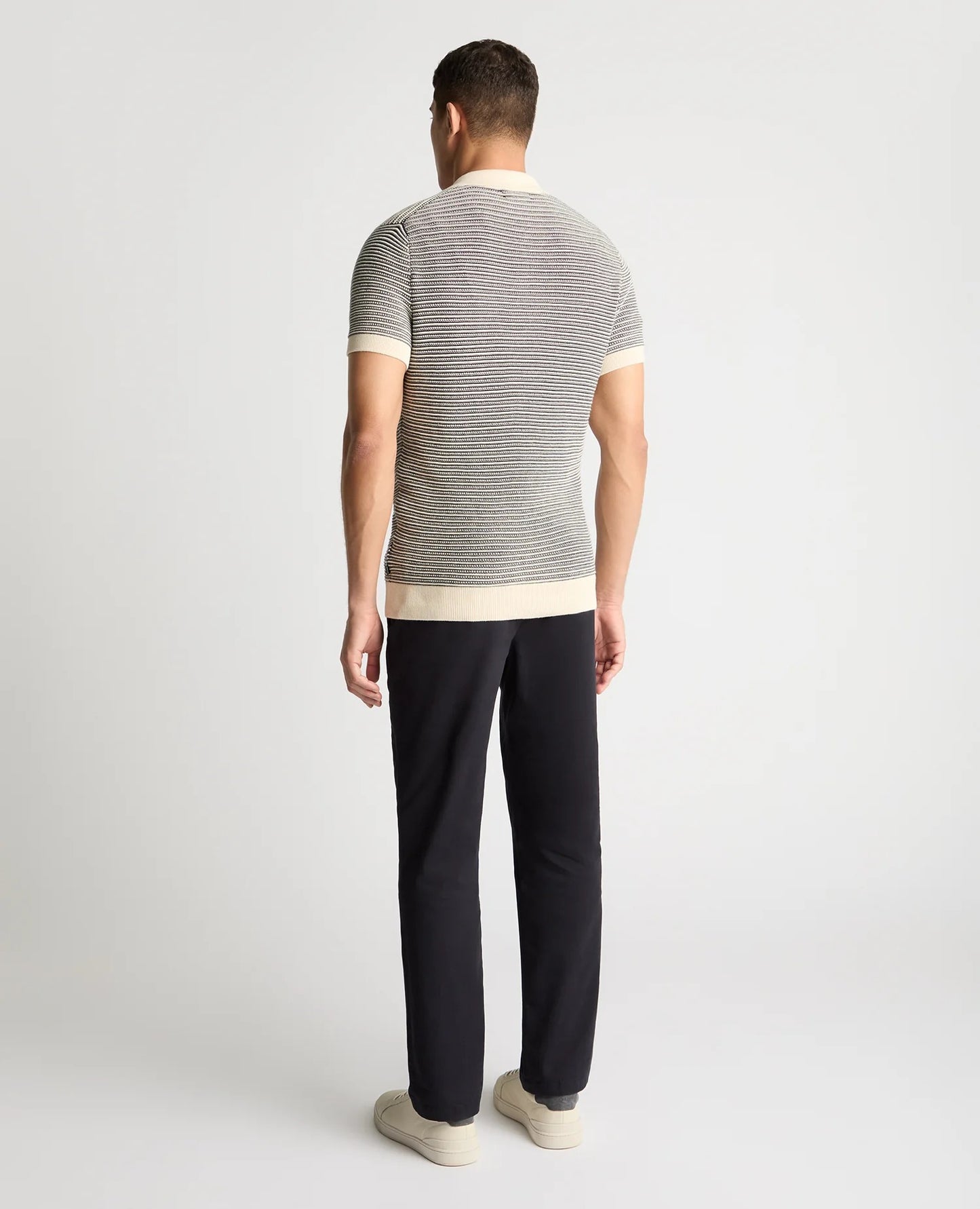 Remus Uomo Stripe Knit V-Neck Polo