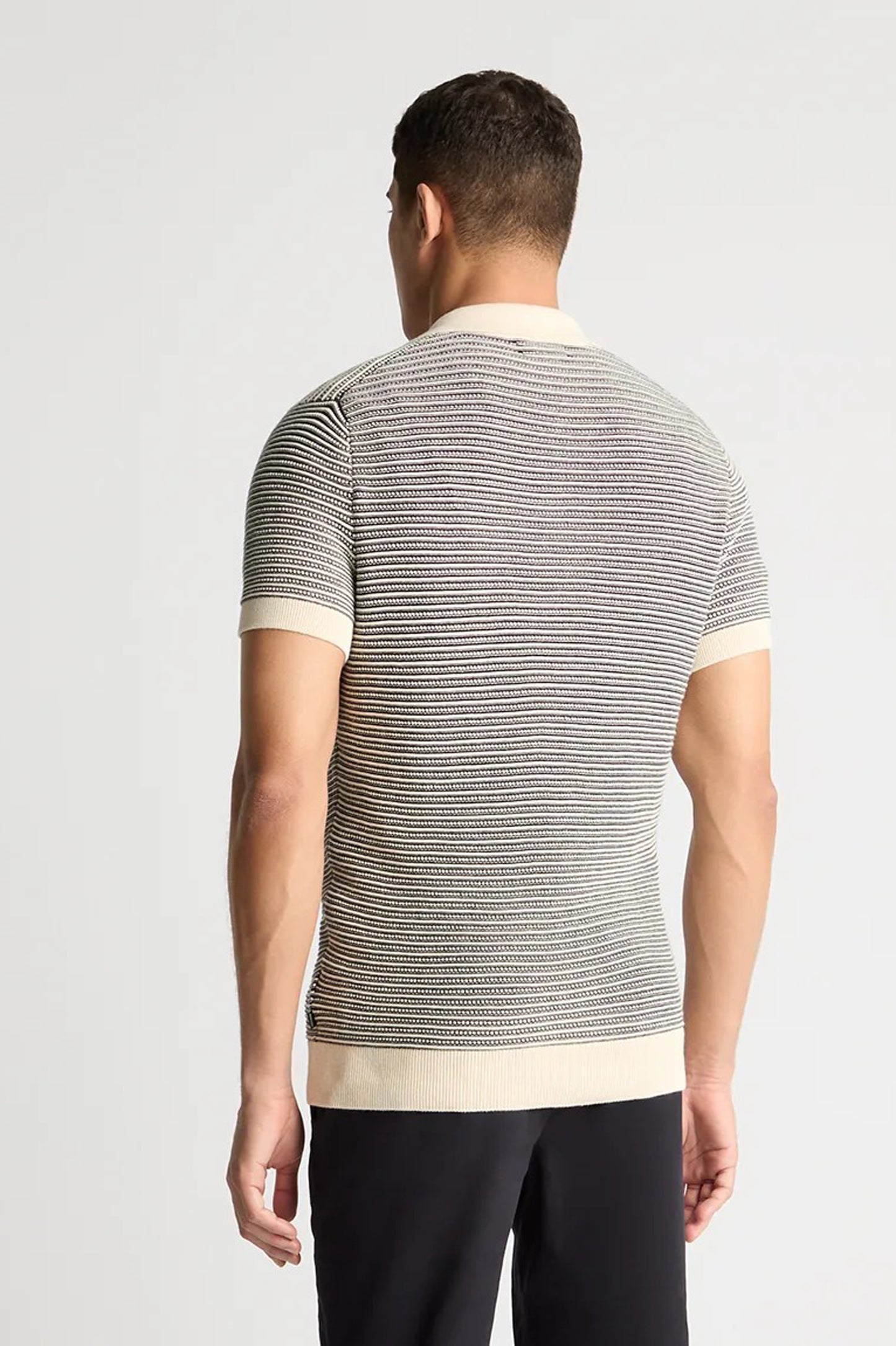 Remus Uomo Stripe Knit V-Neck Polo