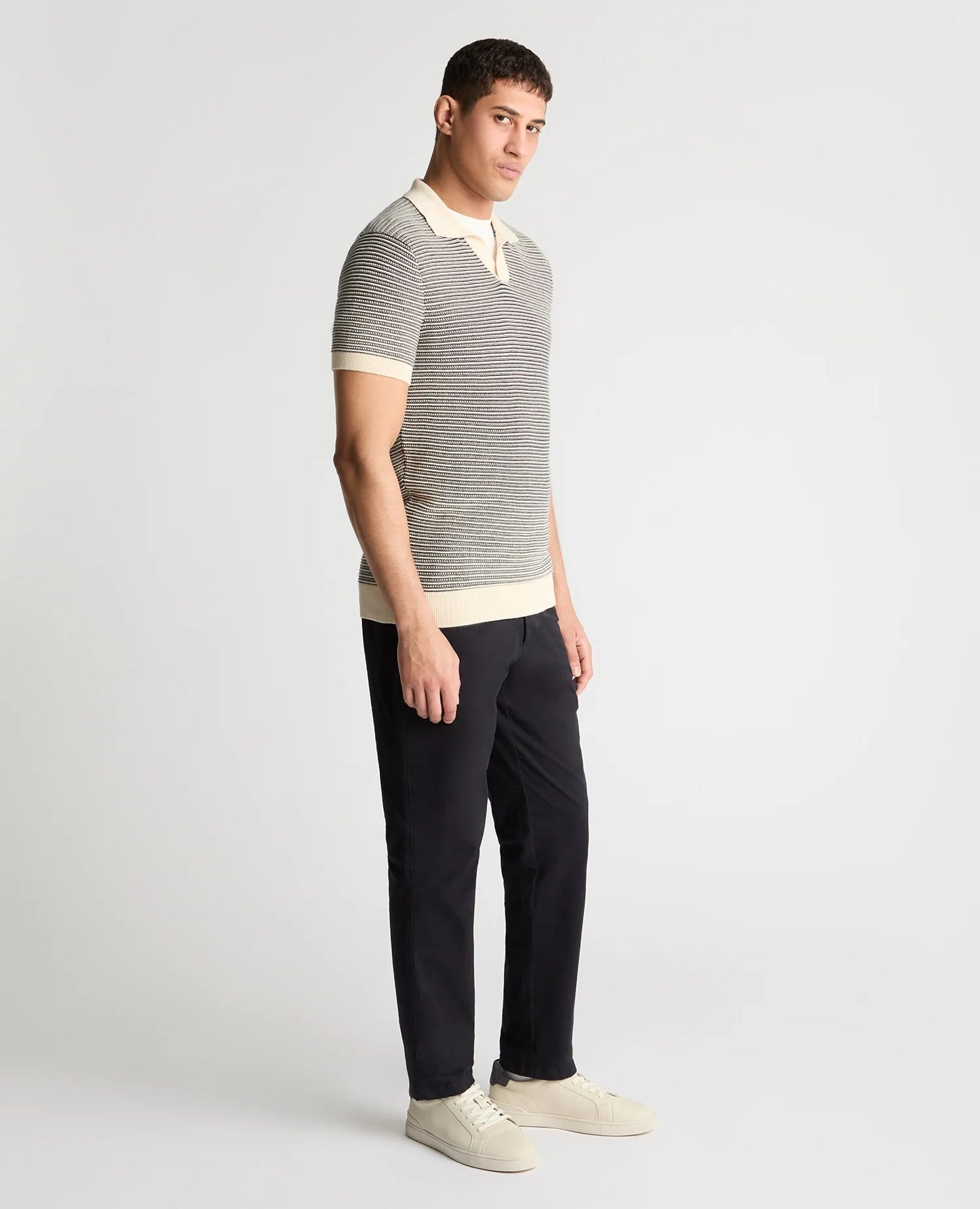 Remus Uomo Stripe Knit V-Neck Polo