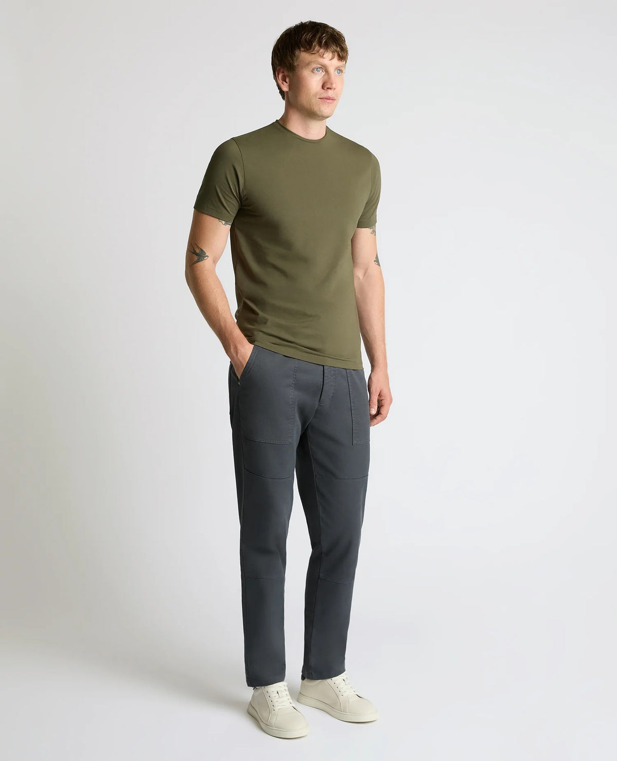 Remus Uomo Dark Green Plain Stretch T-Shirt
