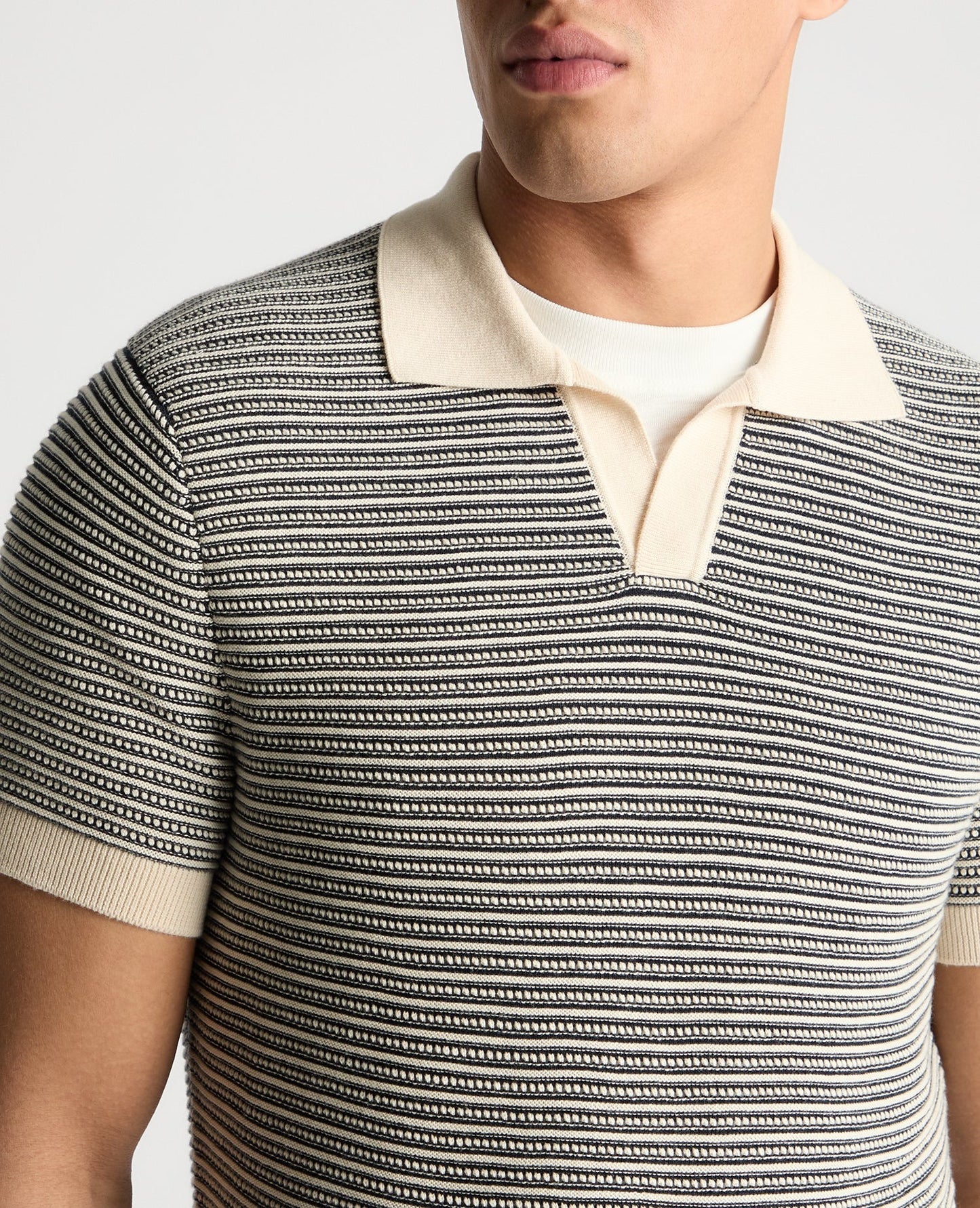 Remus Uomo Stripe Knit V-Neck Polo