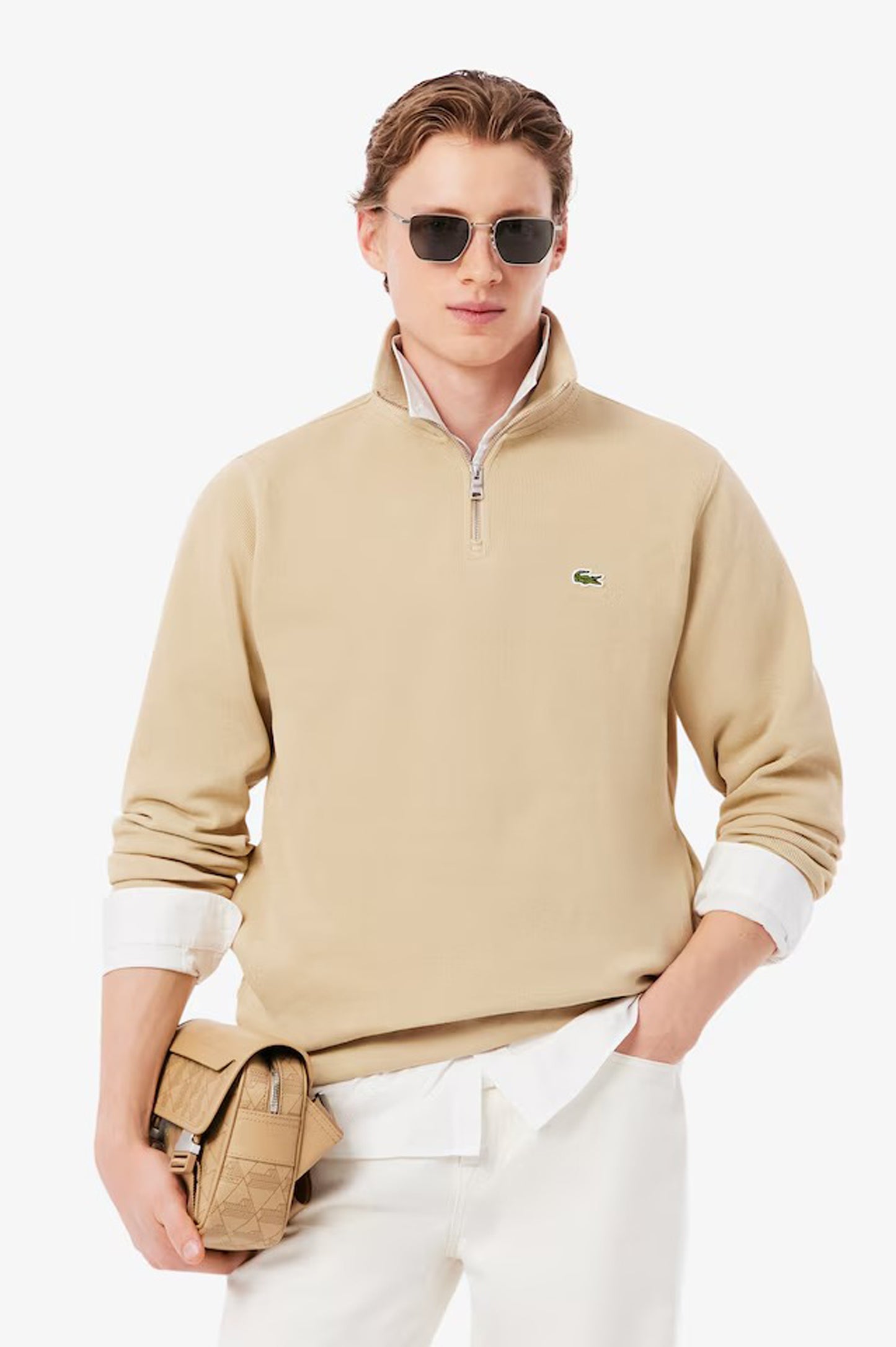 Lacoste Zip-Up High Neck Interlock Sweatshirt