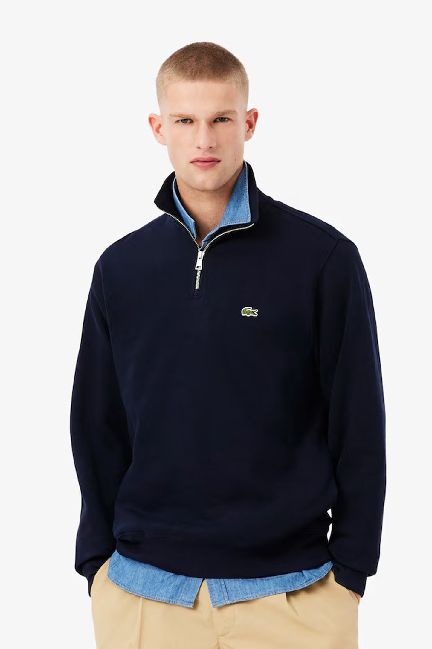Lacoste Zip-Up High Neck Interlock Sweatshirt