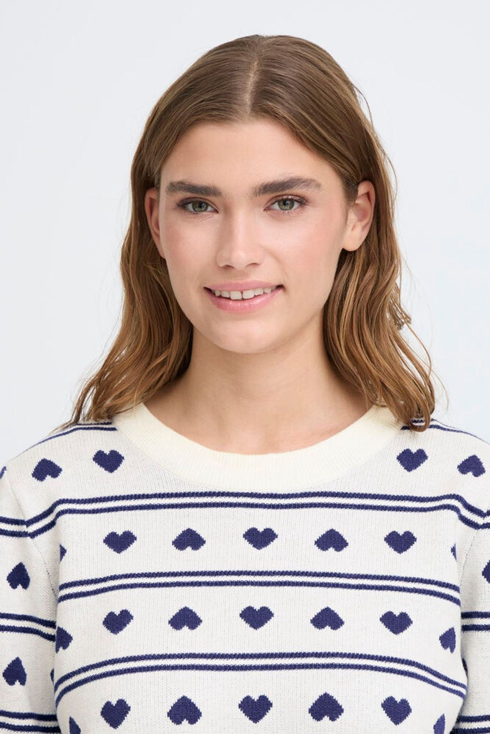 Ichi Heart Brielle Birch with Navy Hearts Jumper
