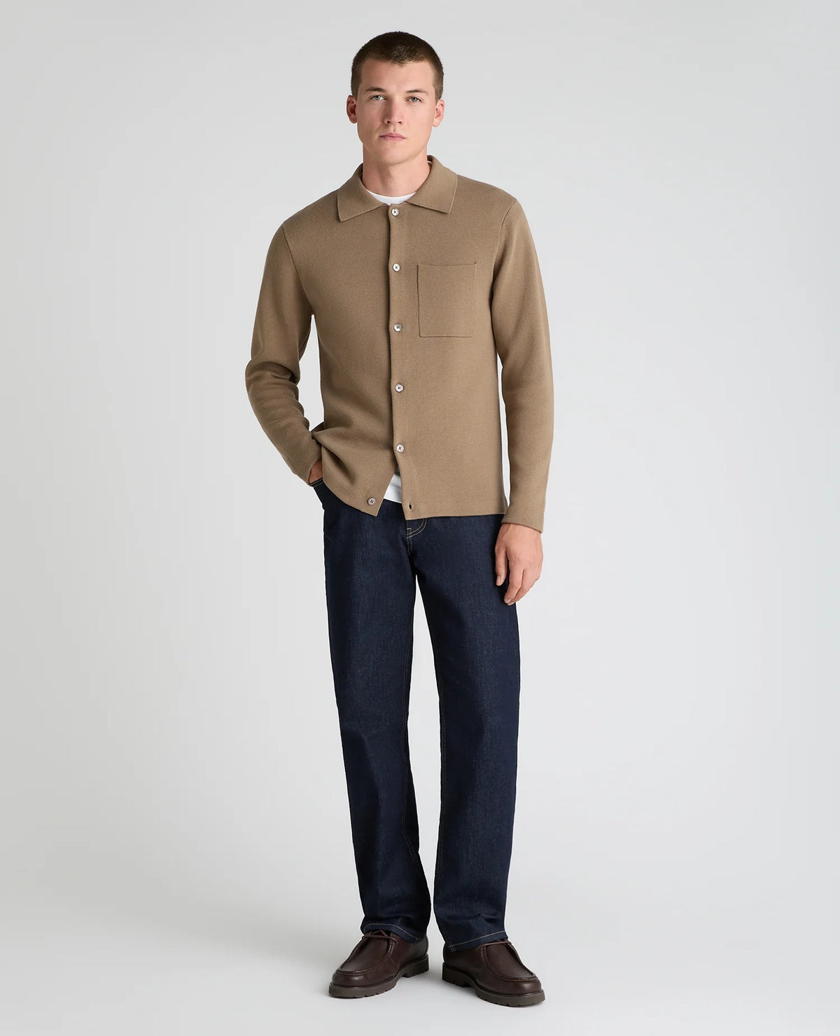 Remus Uomo Stone Button Up Cotton Cardigan
