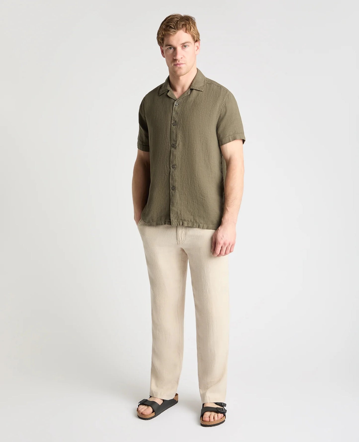 Remus Uomo Tapered Fit Short Sleeve Linen Shirt