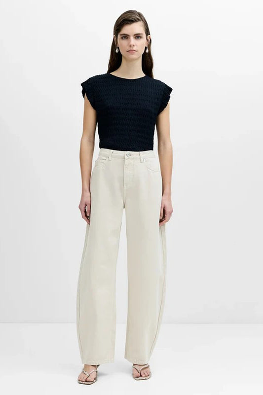 French Connection Misa Relaxed Cream Curved Leg Jeans