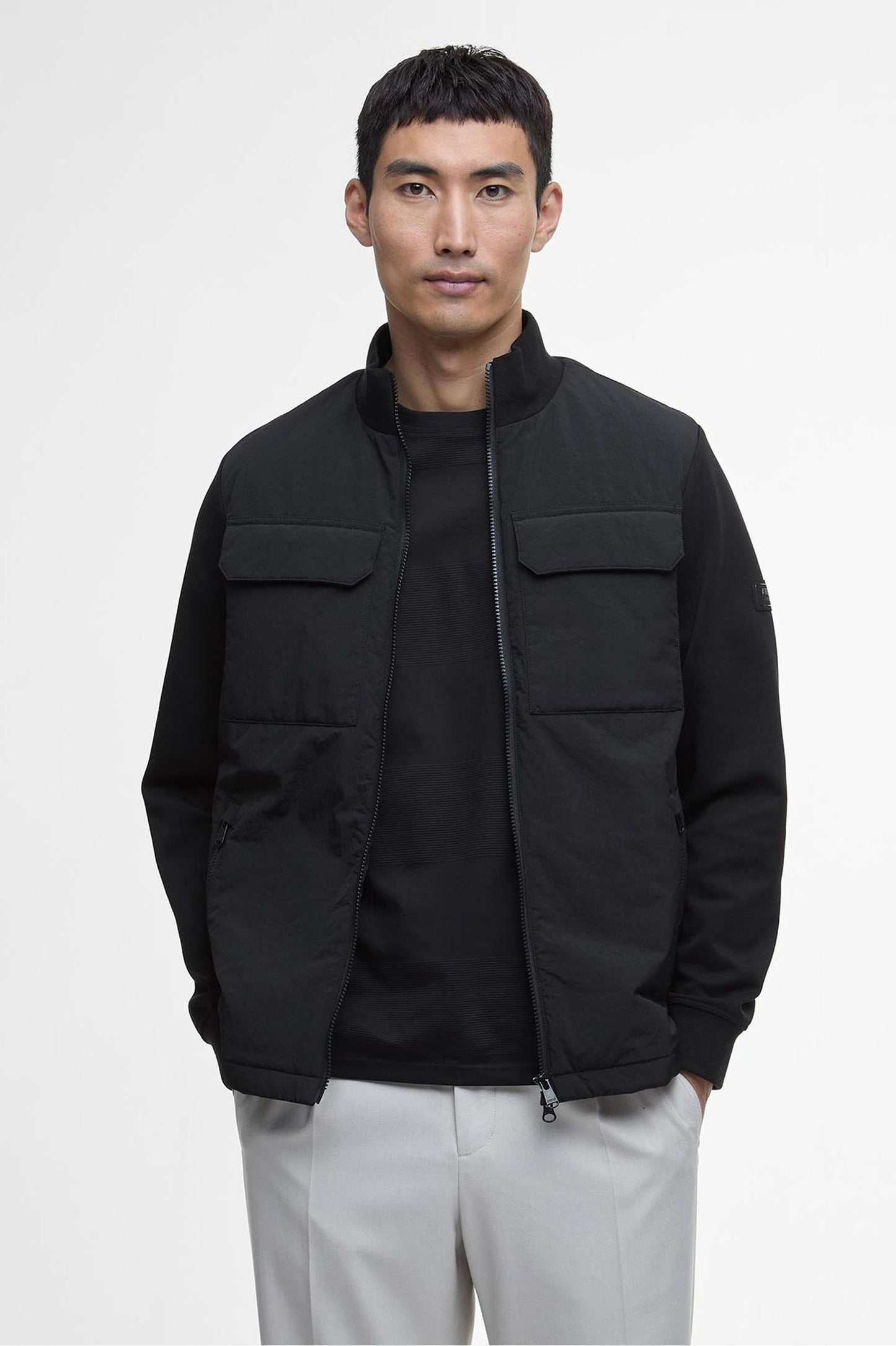 Barbour® International Black Ethan Quilted Sweat Jacket