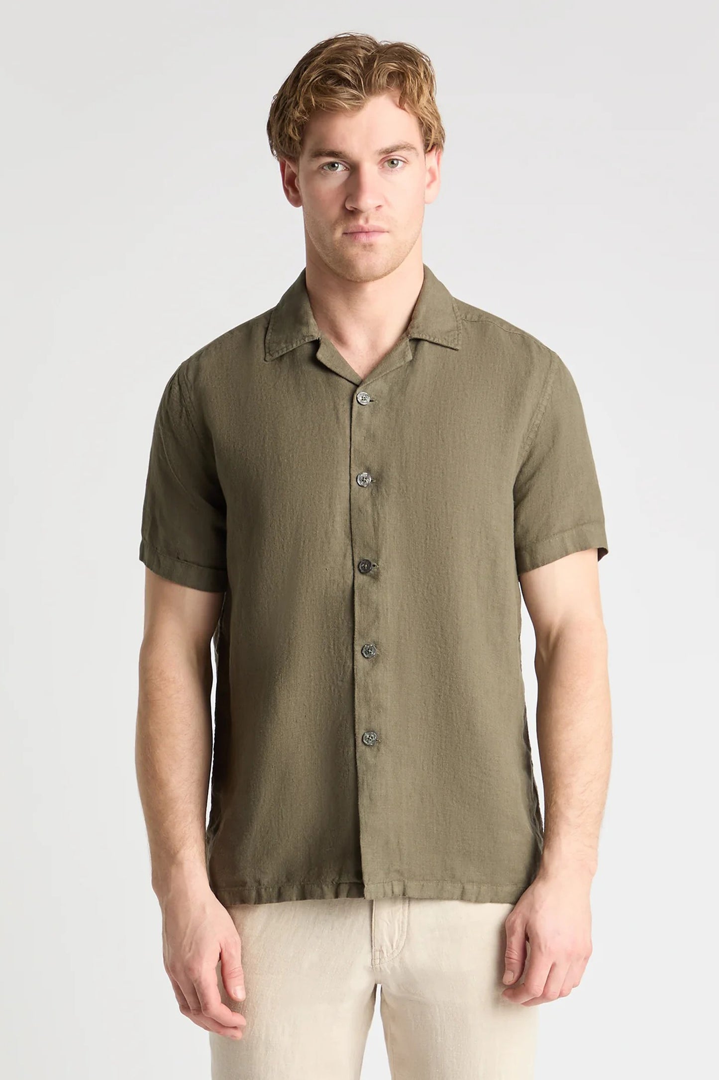 Remus Uomo Tapered Fit Short Sleeve Linen Shirt