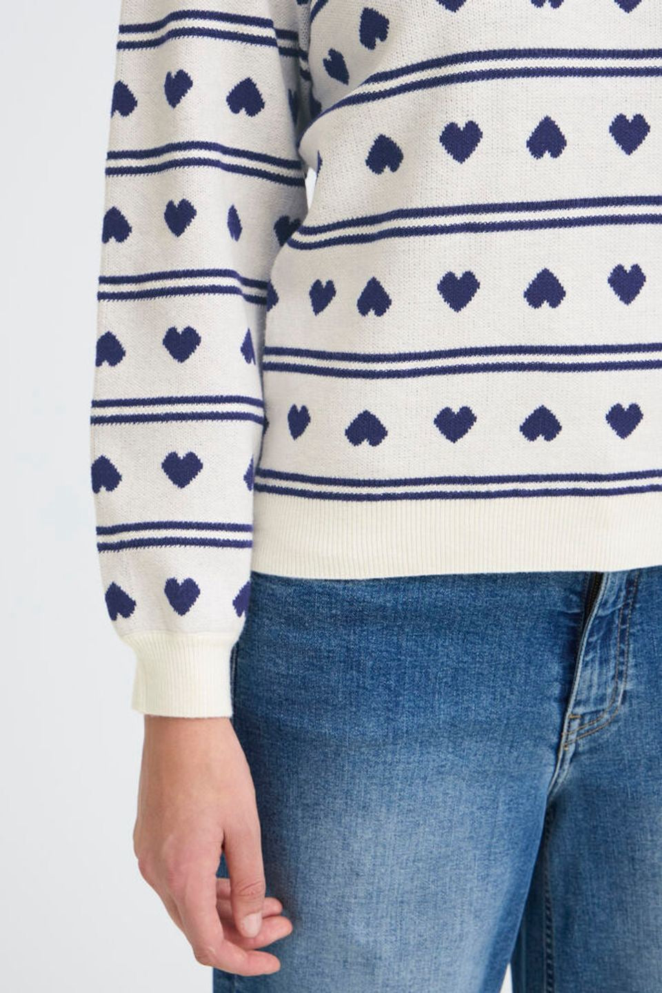 Ichi Heart Brielle Birch with Navy Hearts Jumper