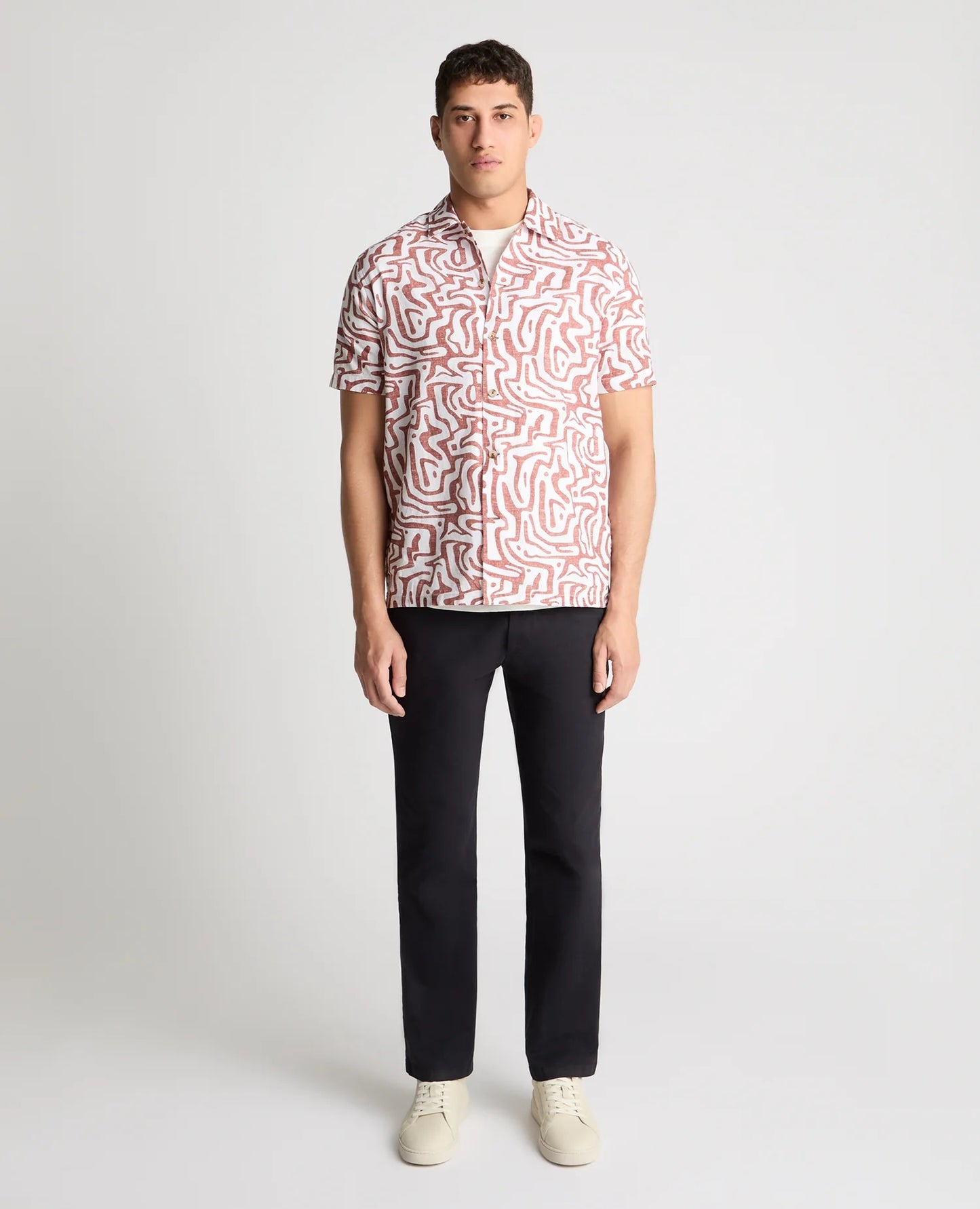 Remus Uomo Tapered Fit Cotton-Linen Print Shirt
