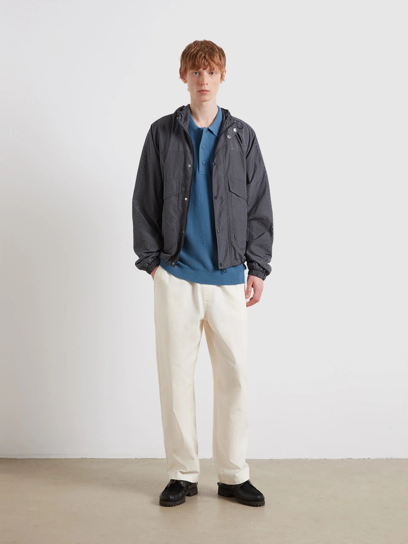 Farah Thornley Knitted Polo Shirt In Blue Tide