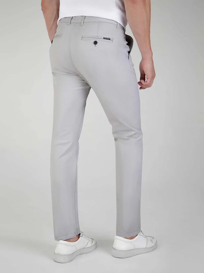 Mish Mash Slim Fit Mid Stretch Cotton Bromley Lt Grey Chino Trousers