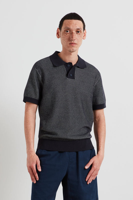 Farah Birch Knitted Polo Shirt In True Navy