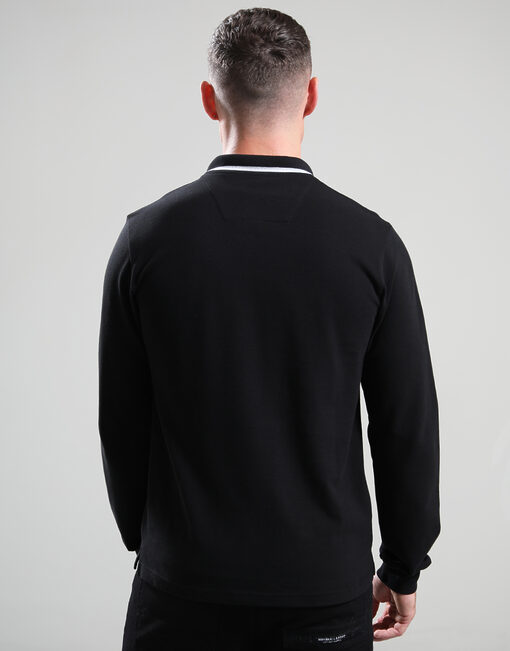 Marshall Artist Siren Long Sleeve Tipped Polo Shirt // Black