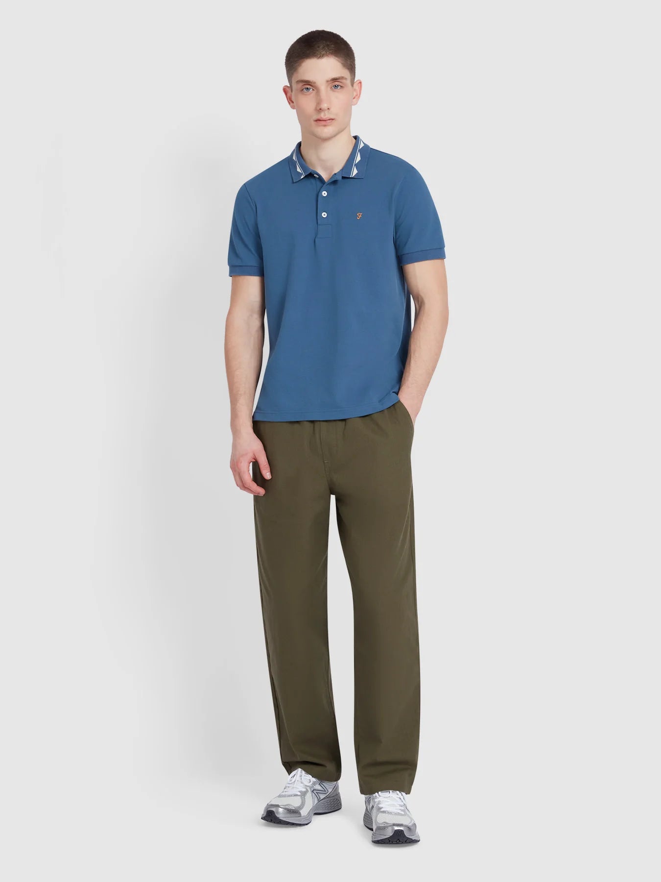 Farah Reeves Zig Zag Tipped Collar Polo Shirt