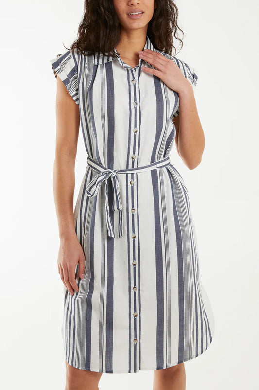 Nova of London Stripe Button Front Shirt Dress