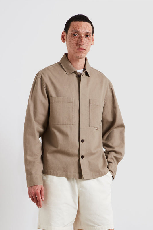Farah Marshall Overshirt In Ashen Taupe