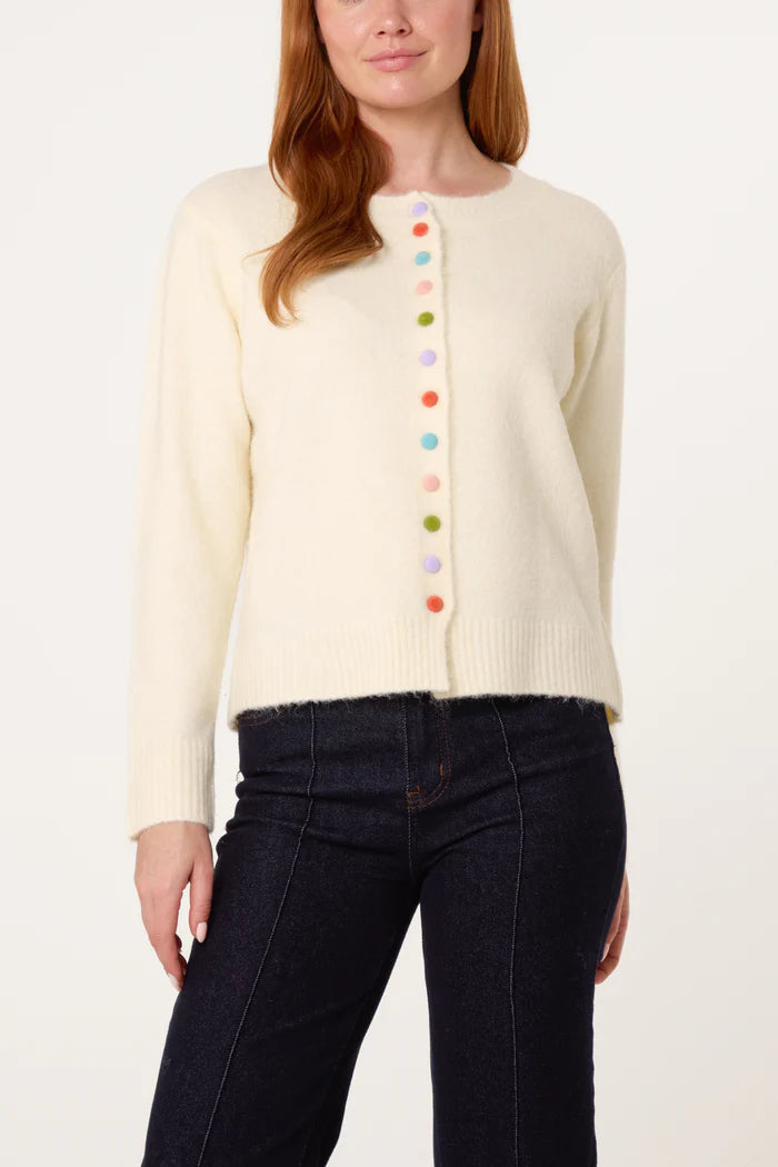 Nova of London Colourful Circle Buttons Knit Cardigan