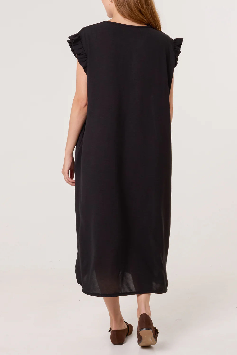 Nova of London Frill Sleeve Pockets Midi Dress