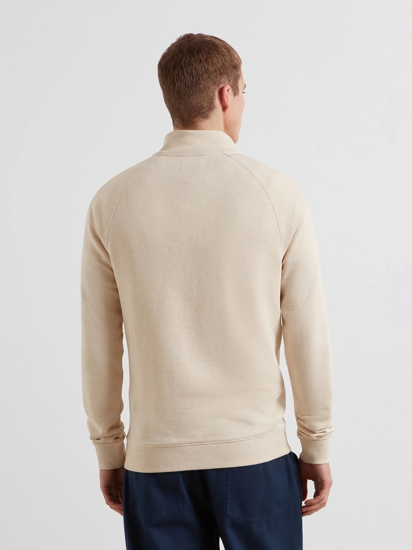 Farah Jim Organic Cotton Quarter Zip Sweatshirt In Birch Grey Marl