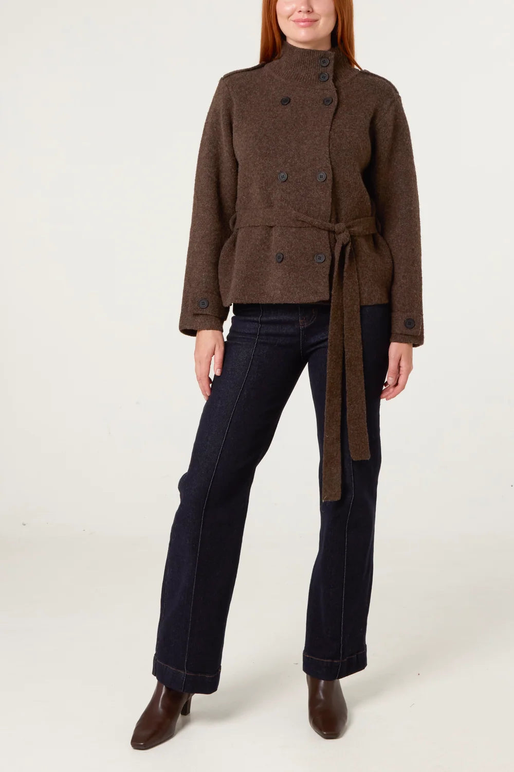 Nova of London High Neck Cardigan With Belt