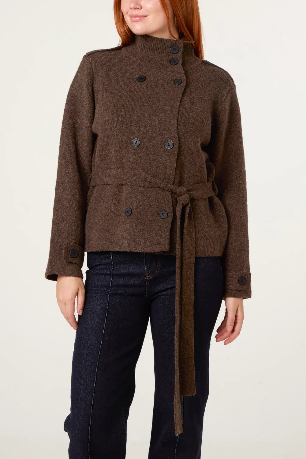 Nova of London High Neck Cardigan With Belt