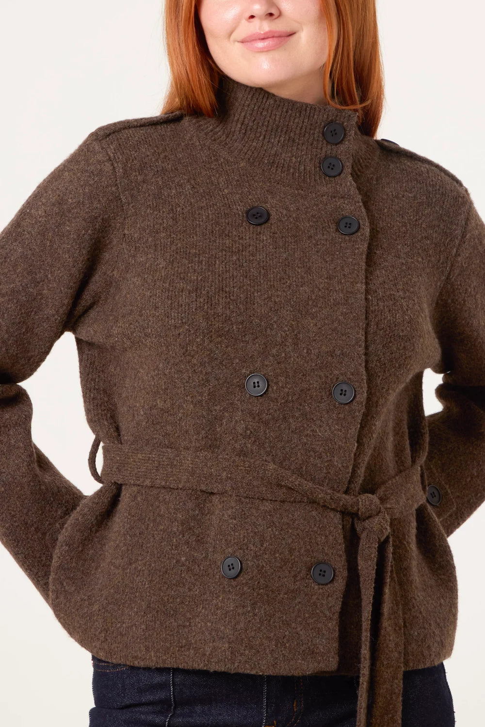 Nova of London High Neck Cardigan With Belt