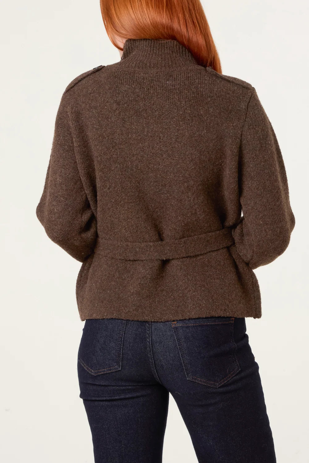 Nova of London High Neck Cardigan With Belt
