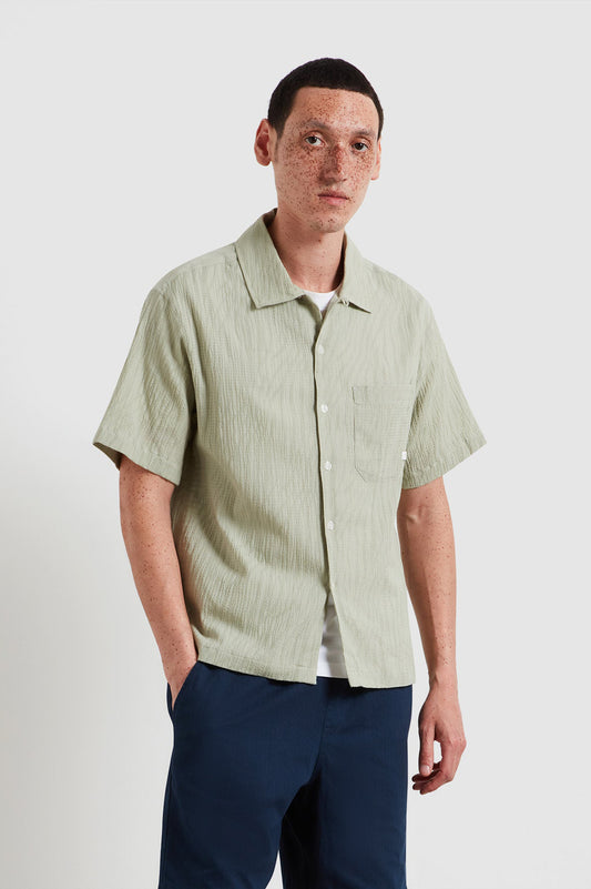 Farah Riley Textured Short Sleeve Shirt In Green Shade