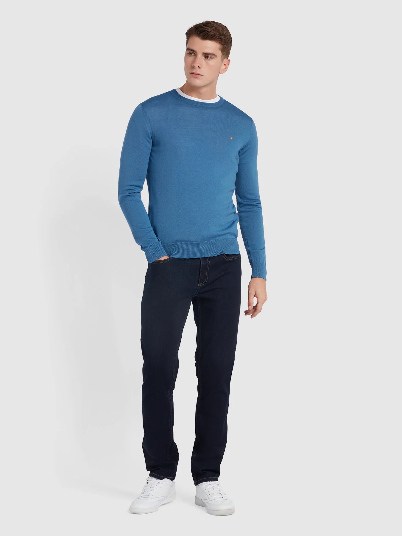 Farah Mullen Merino Wool Crew Neck Sweater