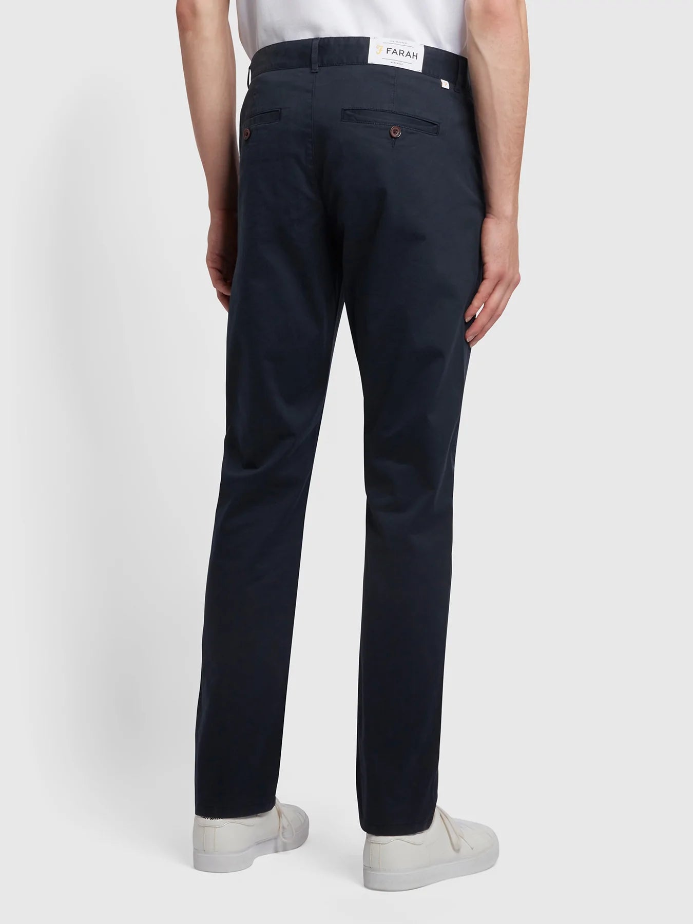 Farah Elm Regular Fit Organic Cotton Twill Chinos In True Navy